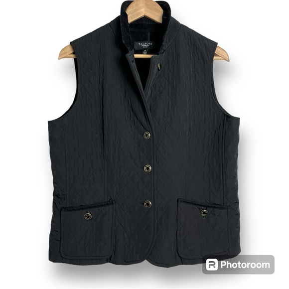 Talbots Quilted Vest Lightweight Equestrian Black Sz M - Picture 1 of 17